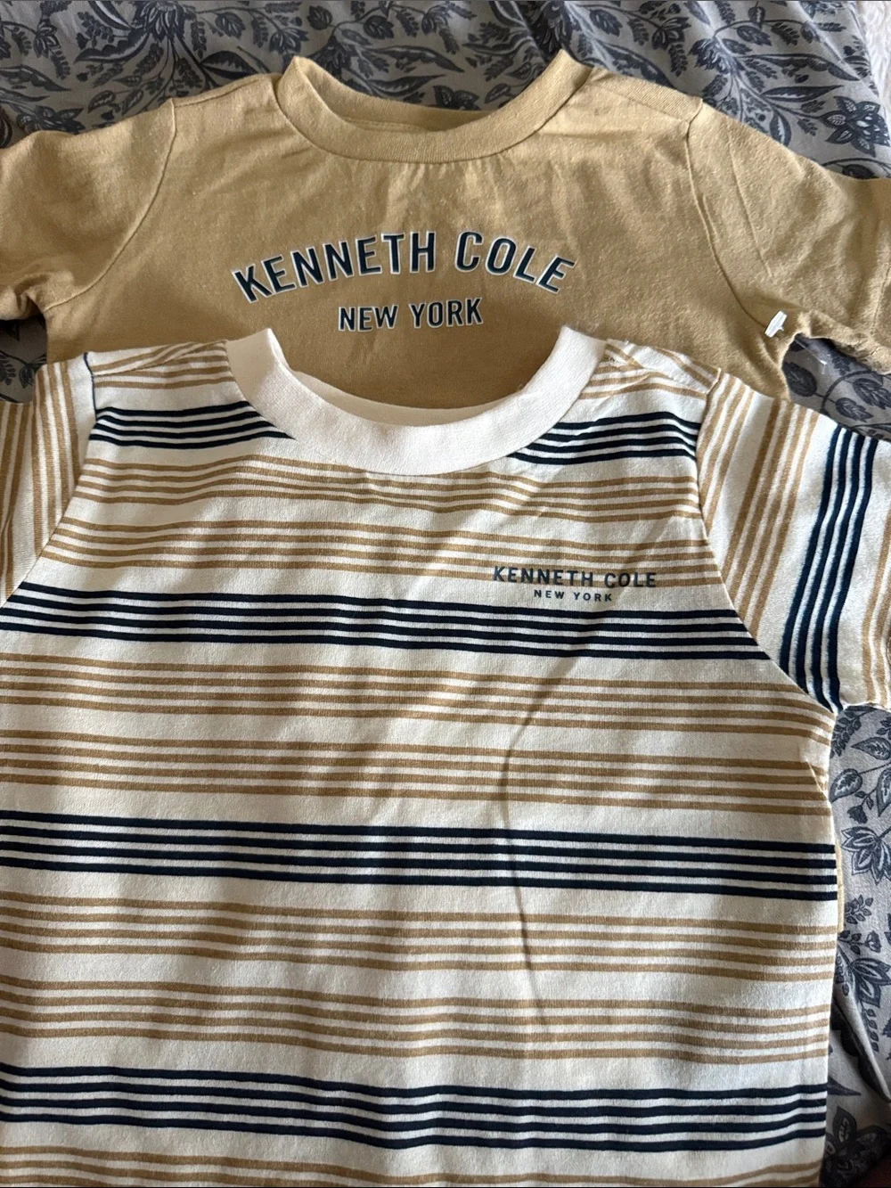 Kenneth Cole Kids Striped Tee in Cream, Tan & Navy
